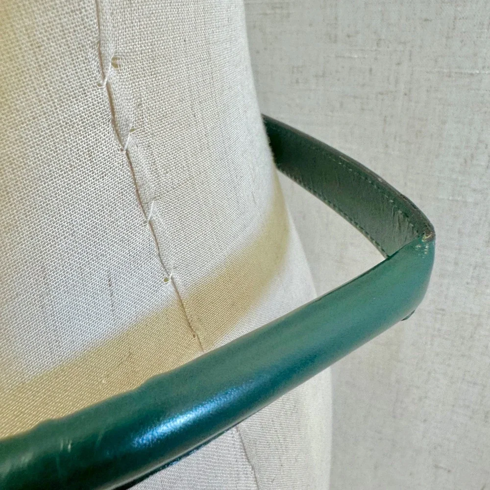 Vintage Ralph Lauren Emerald Green Tubular Leather‎ Rolled Skinny Belt Size 30